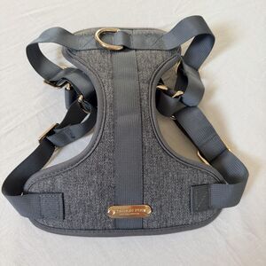 London Fog Pet Collection Dog Harness Gray Gold Hardware Size M Adjustable